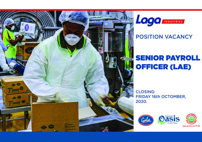 Position Vacant – Senior Payroll Officer of Laga Industry Limited in PNG