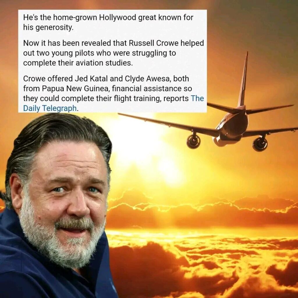 Hollywood Superstar Russel Crowe struck up a friendship with two Papua New Guinea men, Katal and Awesa over their mutual love of rugby league. He later helped the keen footy players to join the Orara Valley Axemen, a rugby league club based near Crowe's home near Coffs Harbour. Crowe offered Jed Katal and Clyde Awesa, both from Papua New Guinea, financial assistance so they could complete their flight training. Now the pair have landed their first jobs as pilots with Torres Strait Air, an air charter company based out of Cairns North, Queensland, reports Daily Mail Australia.