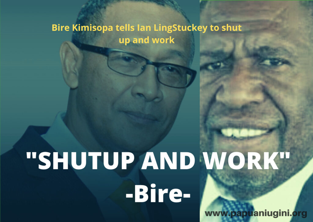 Former Member for Goroka, Bire Kimisopa tells Ian LingStuckey to shut up and work. Inflation, whether it's moderate or high is not the point. The current inflation rate has eaten away the parity rate of the Kina so its harder for our people across the country to buy the same basket of goods. -Bire Kimisopa.