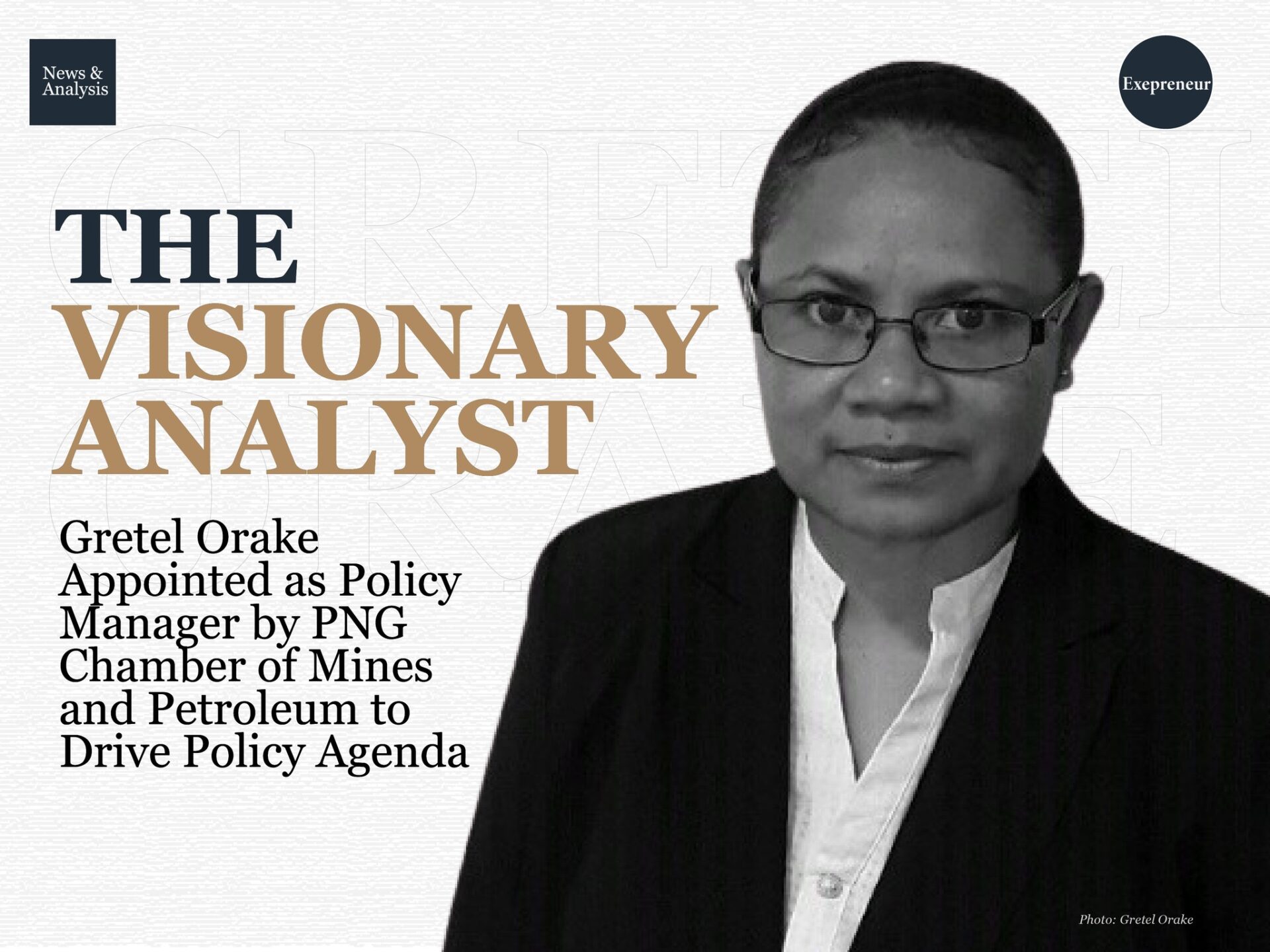 The Papua New Guinea Chamber of Mines and Petroleum has recently announced the appointment of Ms. Gretel Orake as its new Policy Manager.