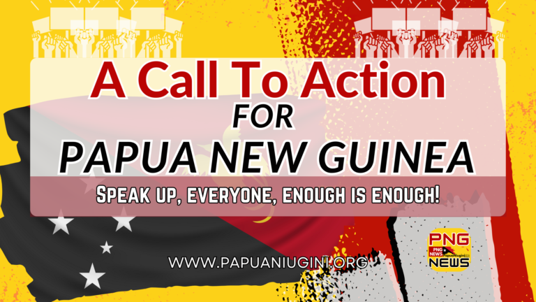 A banner of call to action for Papua New Guinea