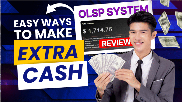Dashboard showing OLSP affiliate marketing earnings balance and commission options