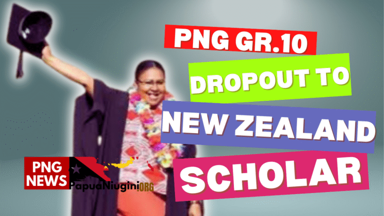 Theresa Philips standing proudly at Massey University in New Zealand – PNG youth scholarship success story. Overcoming fear of failure