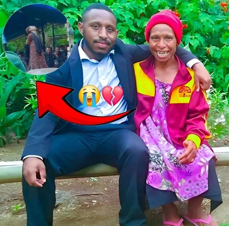 A son sitting by his mother celebrating his acadamic achieviement