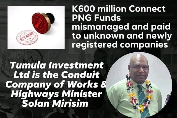 Screenshot of the news of 600 million kina connect png program funds mismanaged by an unknown and a newly registered company.